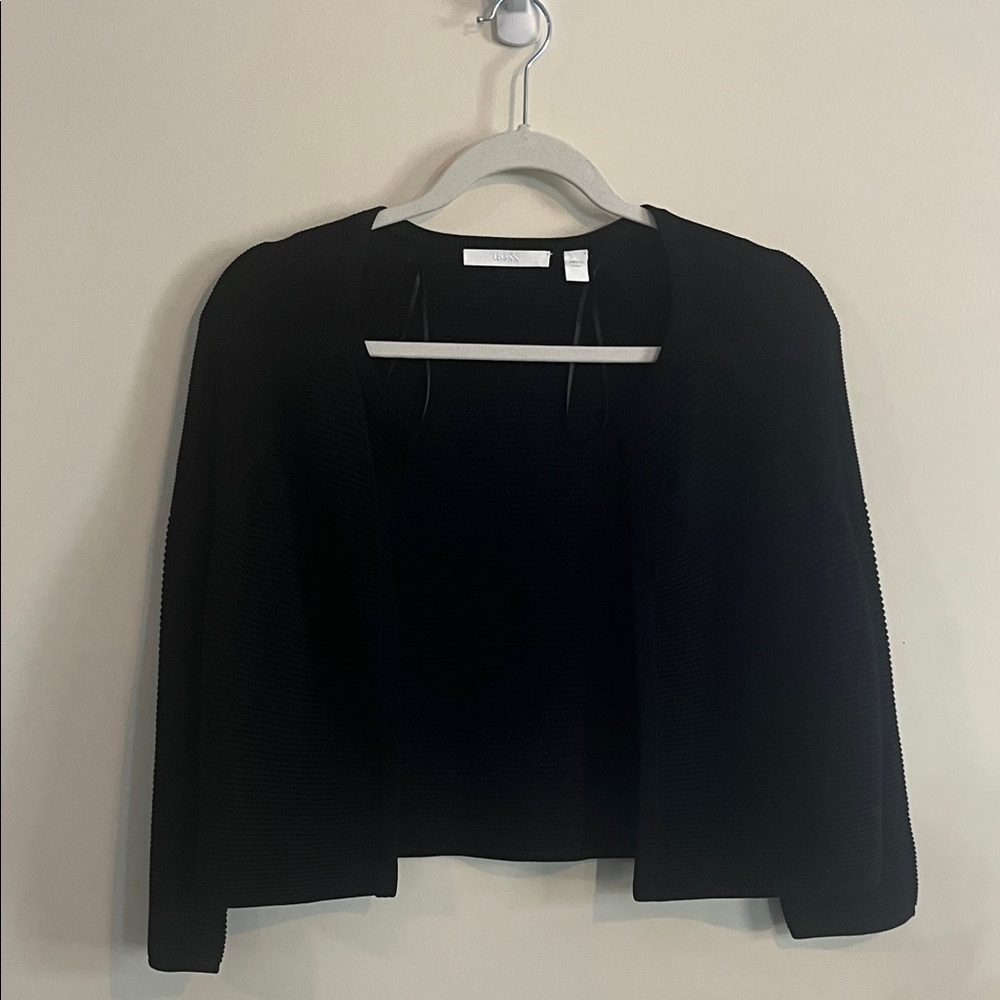 Hugo Boss Ribbed Cardigan Black L Quiet Luxury Viscose Cotton Minimalist Classic